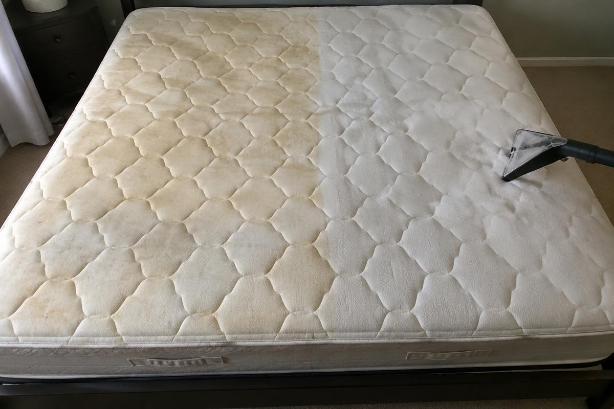 Matelas avant et après nettoyage anti-acariens